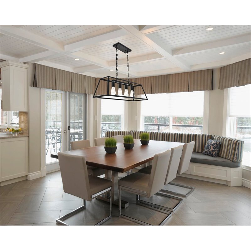Living District Resolute 4-Light Mid-Century Metal Pendant in Black