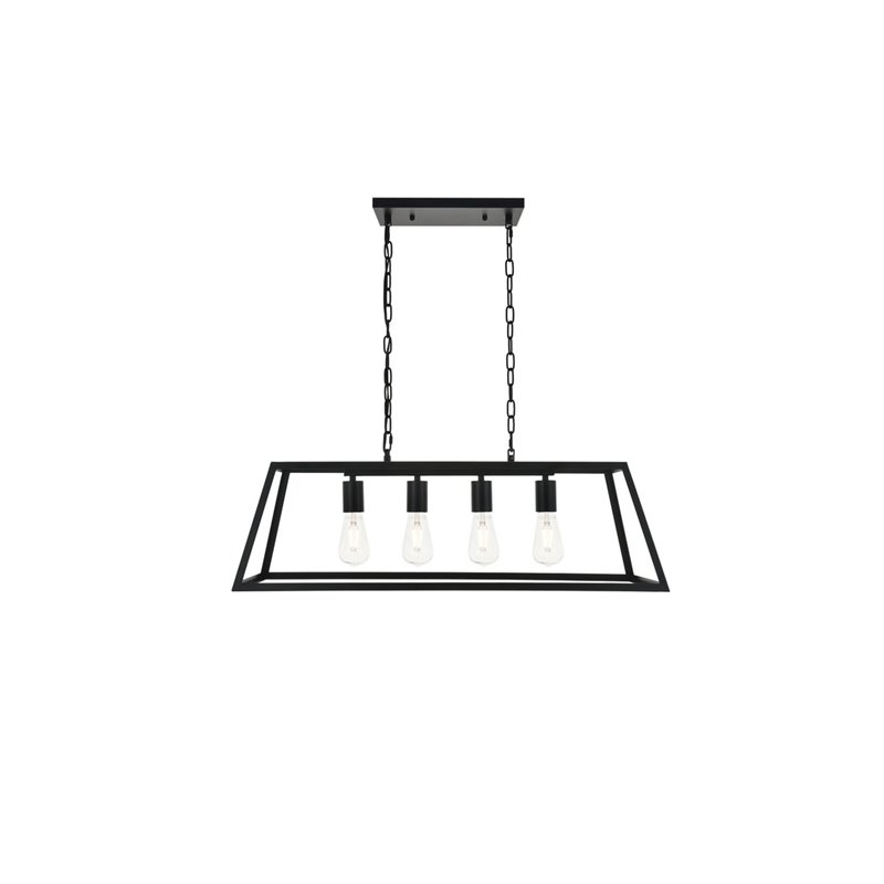 Living District Resolute 4-Light Mid-Century Metal Pendant in Black