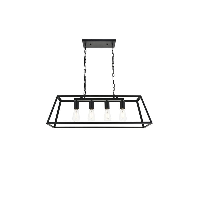 Living District Resolute 4-Light Mid-Century Metal Pendant in Black