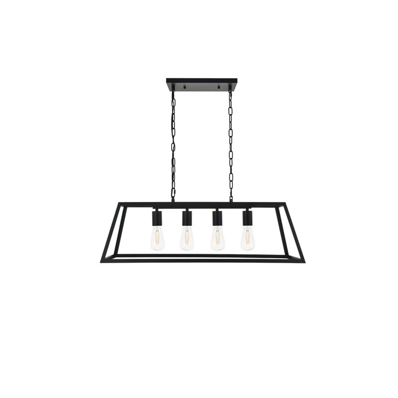 Living District Resolute 4-Light Mid-Century Metal Pendant in Black