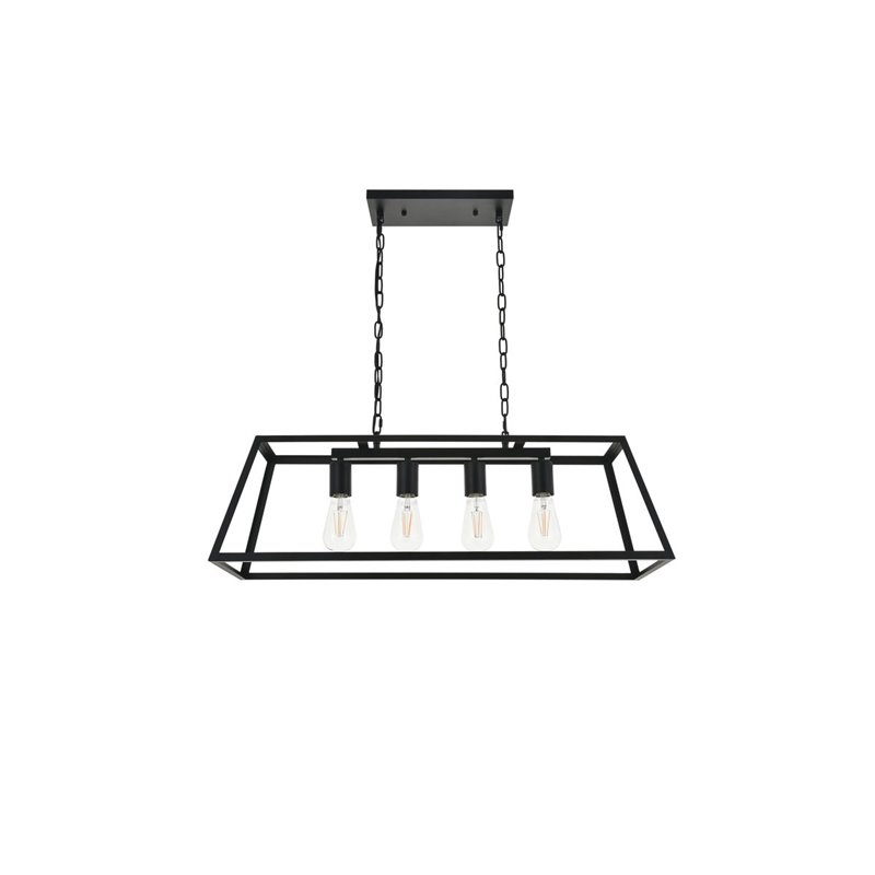 Living District Resolute 4-Light Mid-Century Metal Pendant in Black