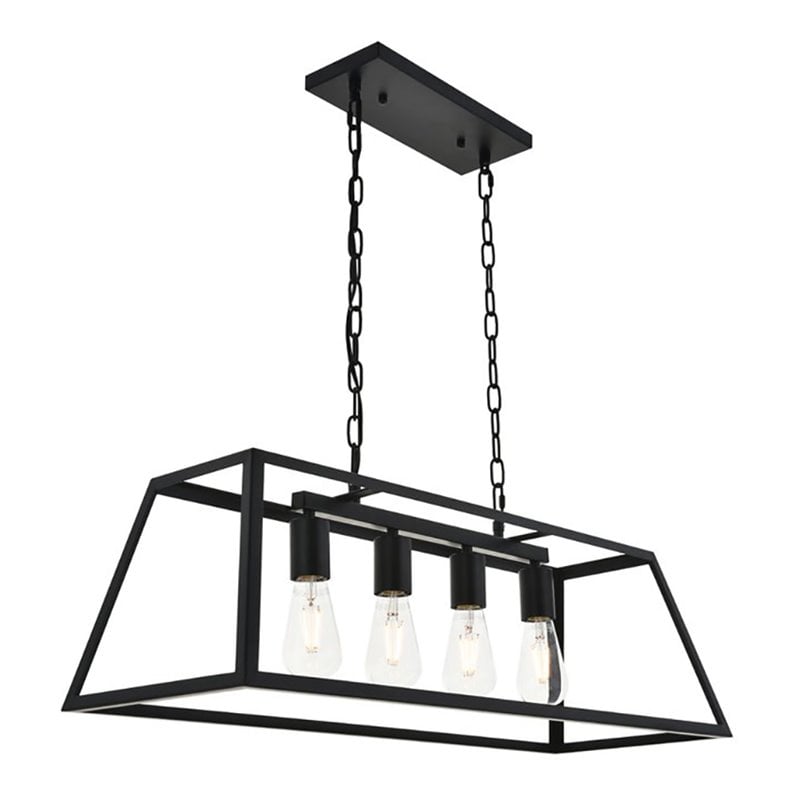 Living District Resolute 4-Light Mid-Century Metal Pendant in Black
