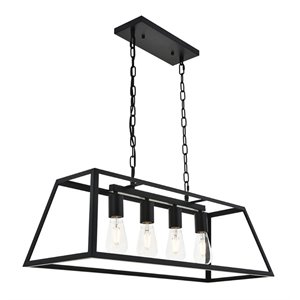 Living District Resolute 4-Light Mid-Century Metal Pendant in Black