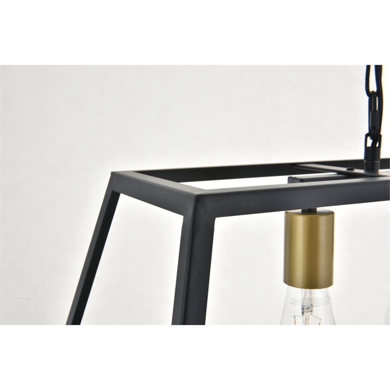 Living District Resolute 4-Light Metal Pendant in Brass/Black