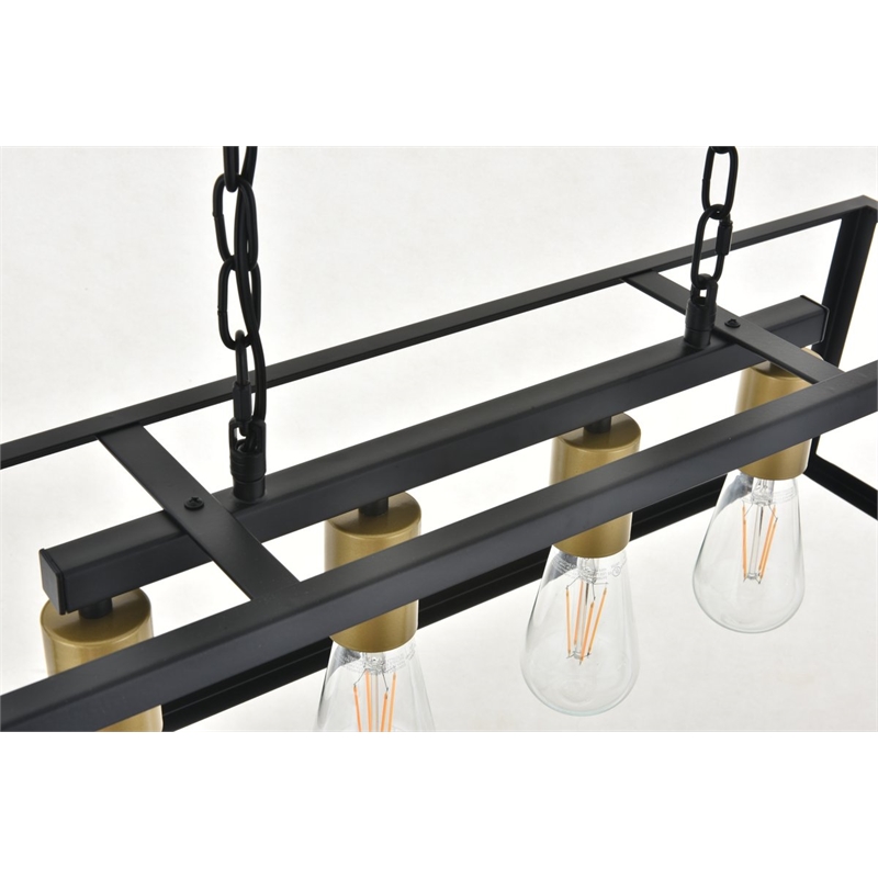 Living District Resolute 4-Light Metal Pendant in Brass/Black