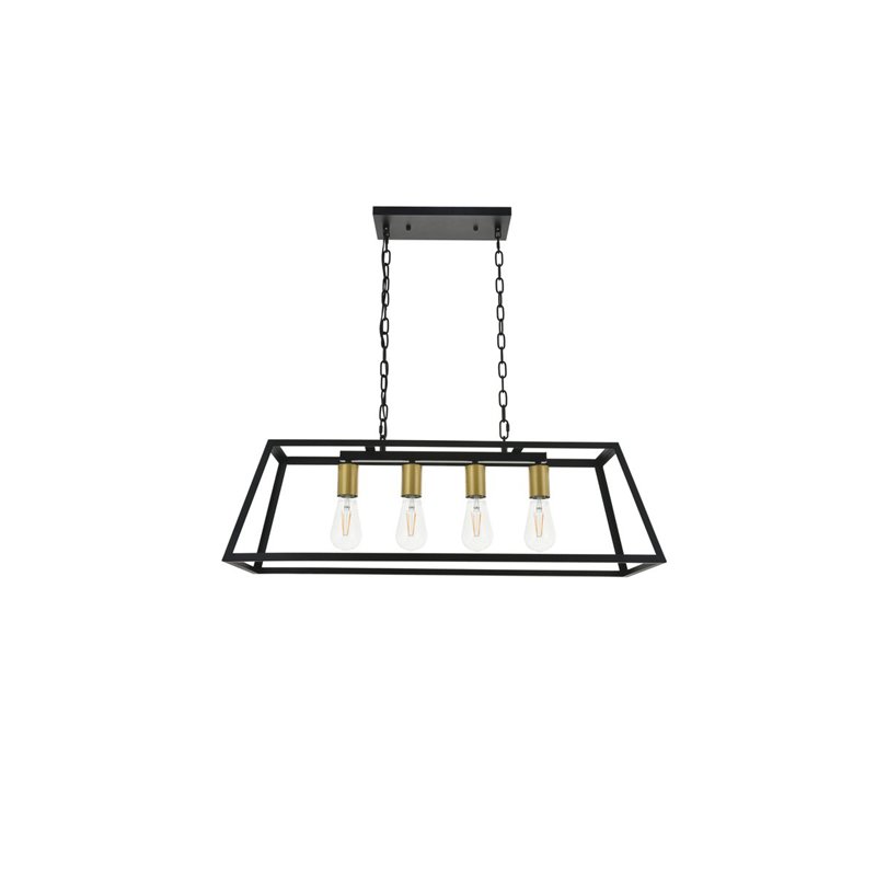 Living District Resolute 4-Light Metal Pendant in Brass/Black