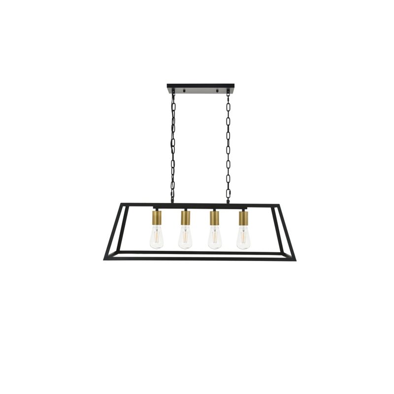 Living District Resolute 4-Light Metal Pendant in Brass/Black