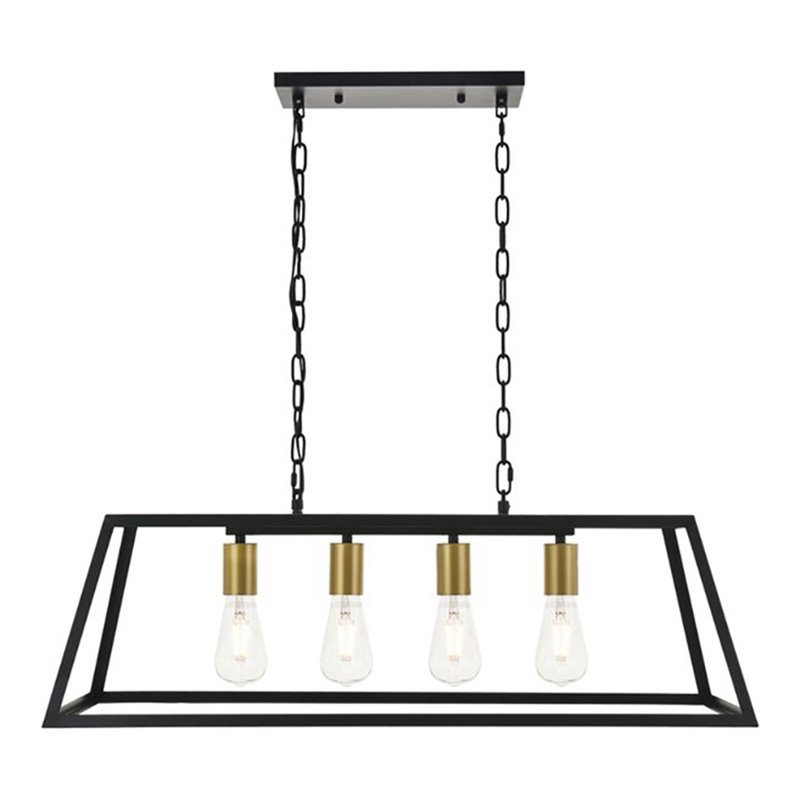 Living District Resolute 4-Light Metal Pendant in Brass/Black
