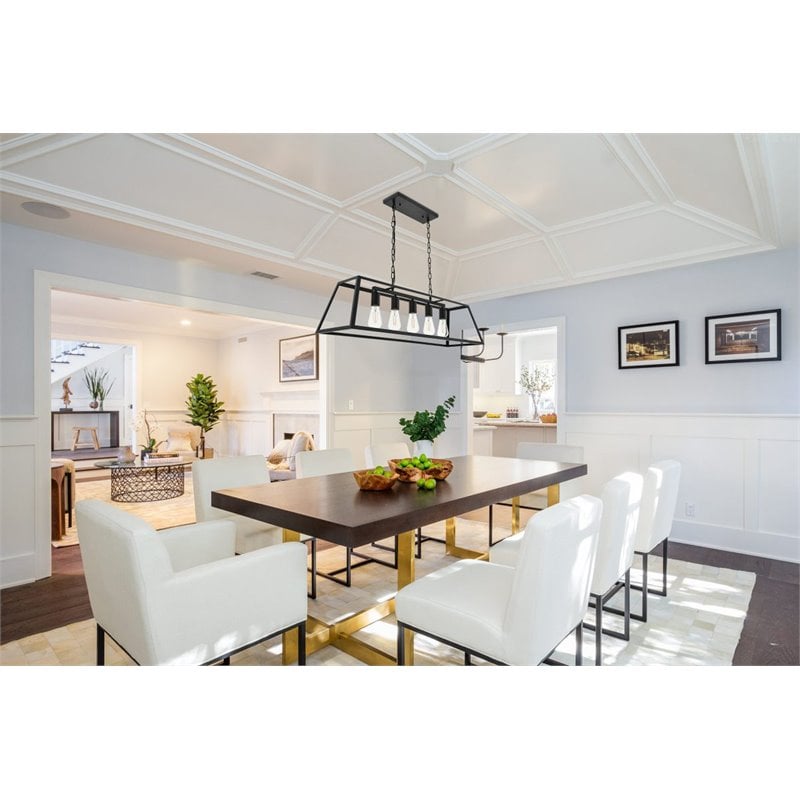 Living District Resolute 5-Light Mid-Century Metal Pendant in Black