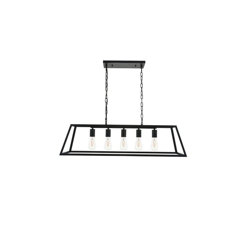 Living District Resolute 5-Light Mid-Century Metal Pendant in Black