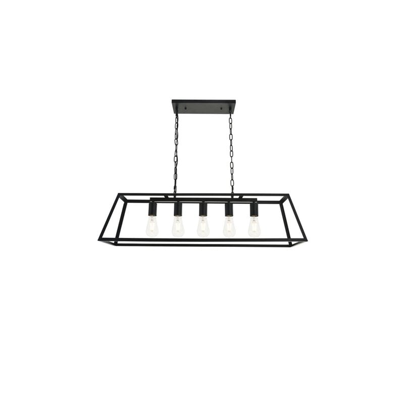 Living District Resolute 5-Light Mid-Century Metal Pendant in Black