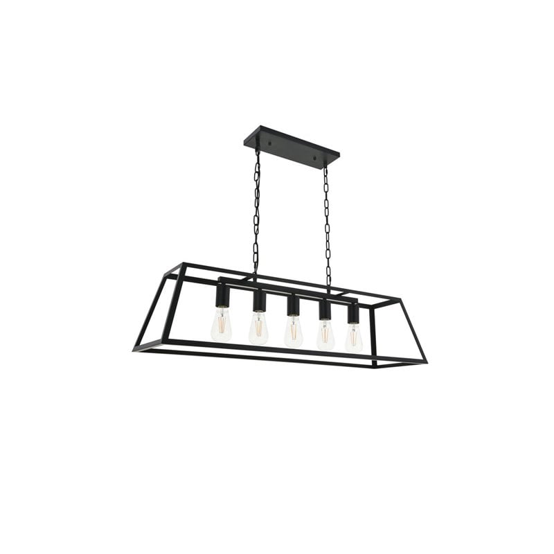Living District Resolute 5-Light Mid-Century Metal Pendant in Black