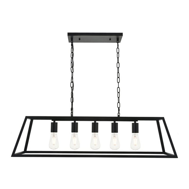 Living District Resolute 5-Light Mid-Century Metal Pendant in Black