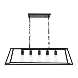 Living District Resolute 5-Light Mid-Century Metal Pendant in Black