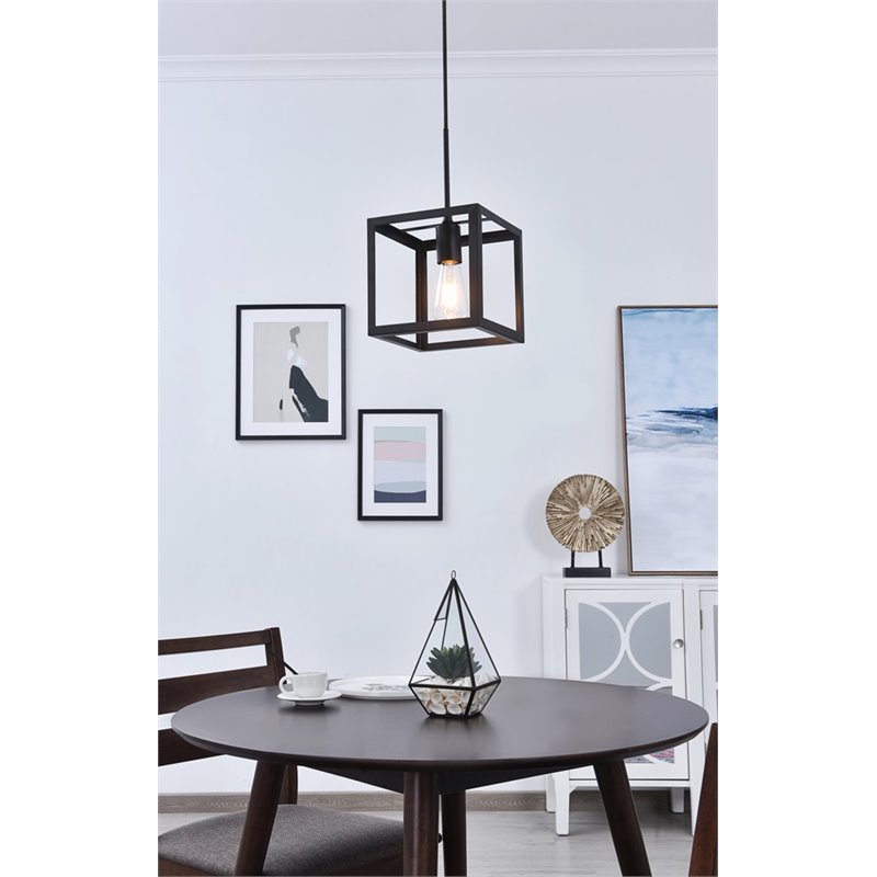 Living District Resolute 1-Light Mid-Century Metal Pendant in Black