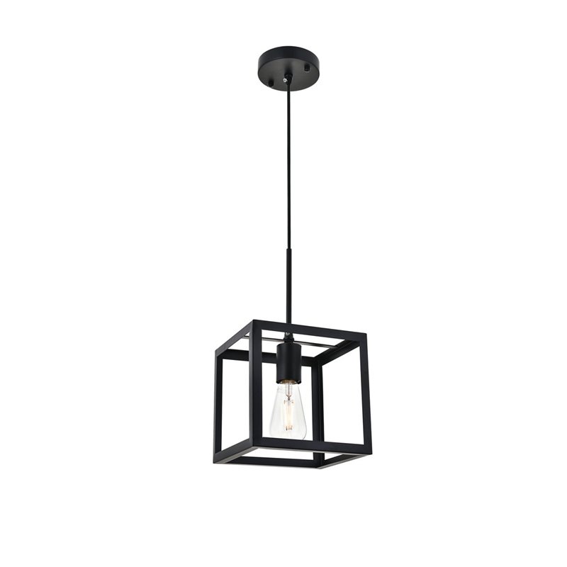 Living District Resolute 1-Light Mid-Century Metal Pendant in Black