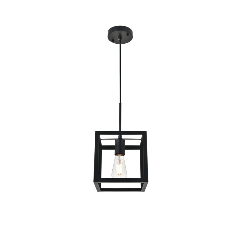 Living District Resolute 1-Light Mid-Century Metal Pendant in Black