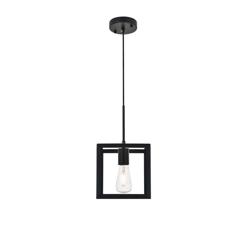 Living District Resolute 1-Light Mid-Century Metal Pendant in Black