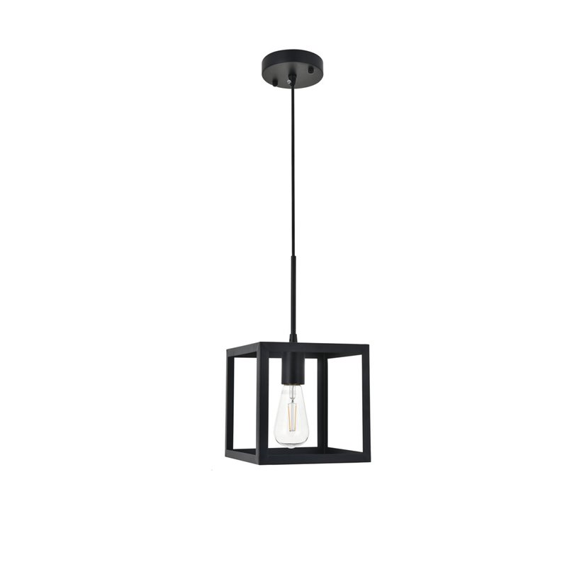 Living District Resolute 1-Light Mid-Century Metal Pendant in Black