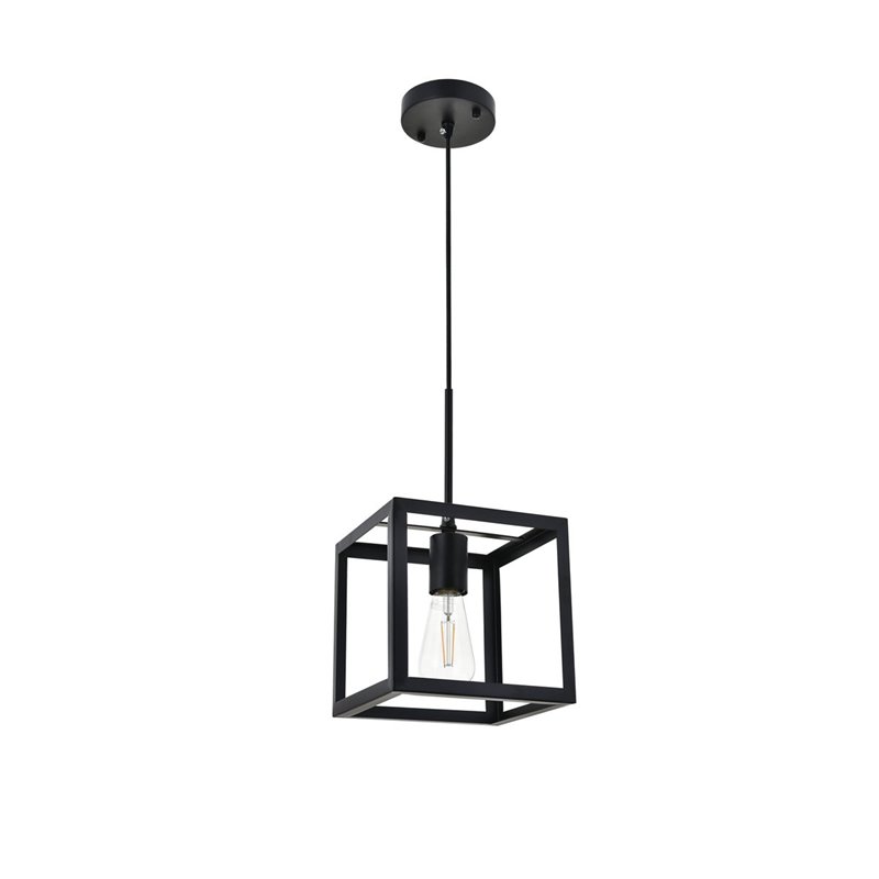 Living District Resolute 1-Light Mid-Century Metal Pendant in Black