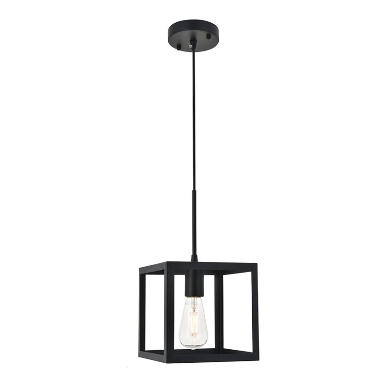 Living District Resolute 1-Light Mid-Century Metal Pendant in Black