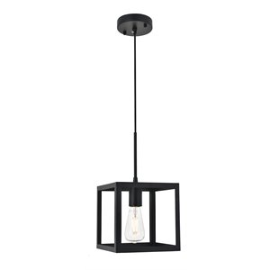 Living District Resolute 1-Light Mid-Century Metal Pendant in Black