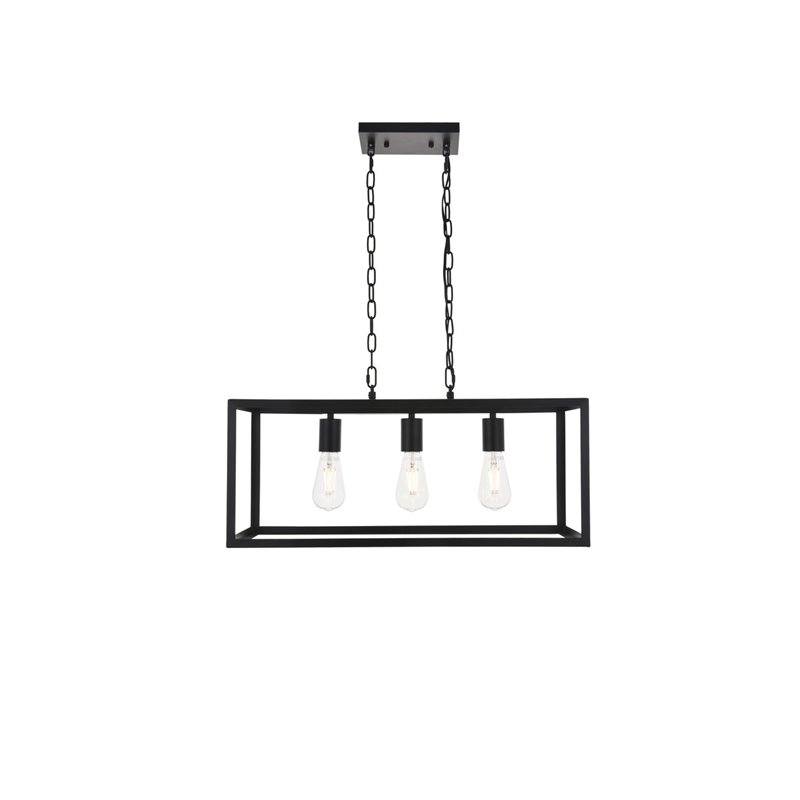 Living District Resolute 3-Light Mid-Century Metal Pendant in Black