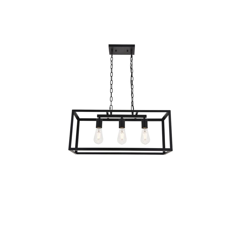 Living District Resolute 3-Light Mid-Century Metal Pendant in Black