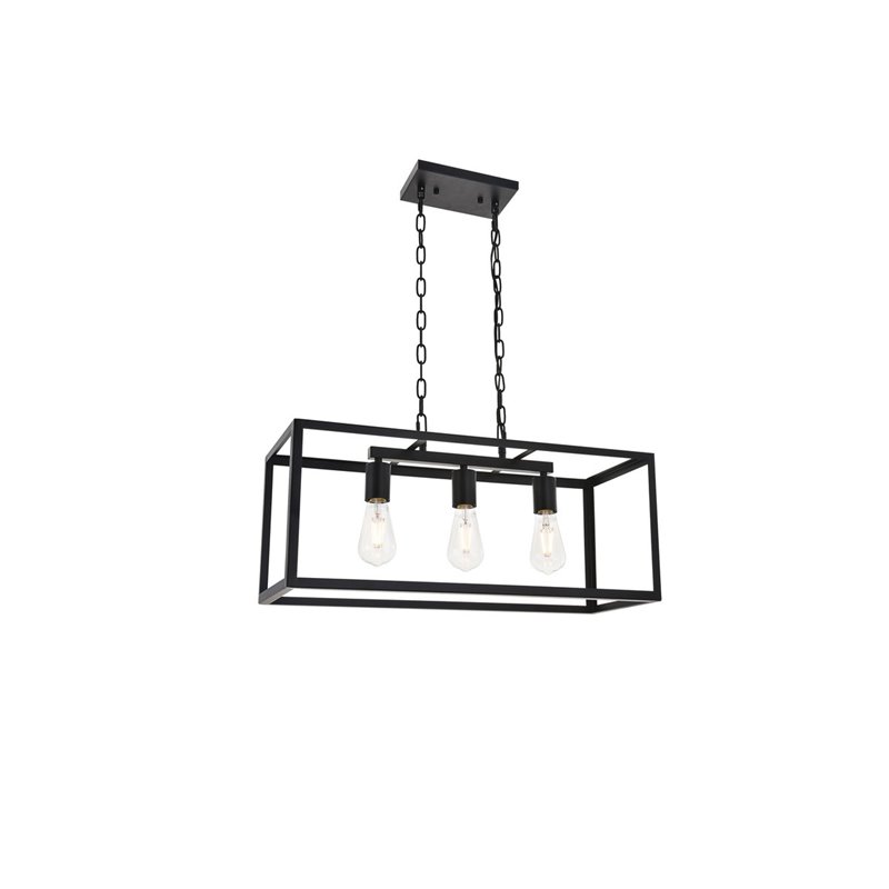 Living District Resolute 3-Light Mid-Century Metal Pendant in Black