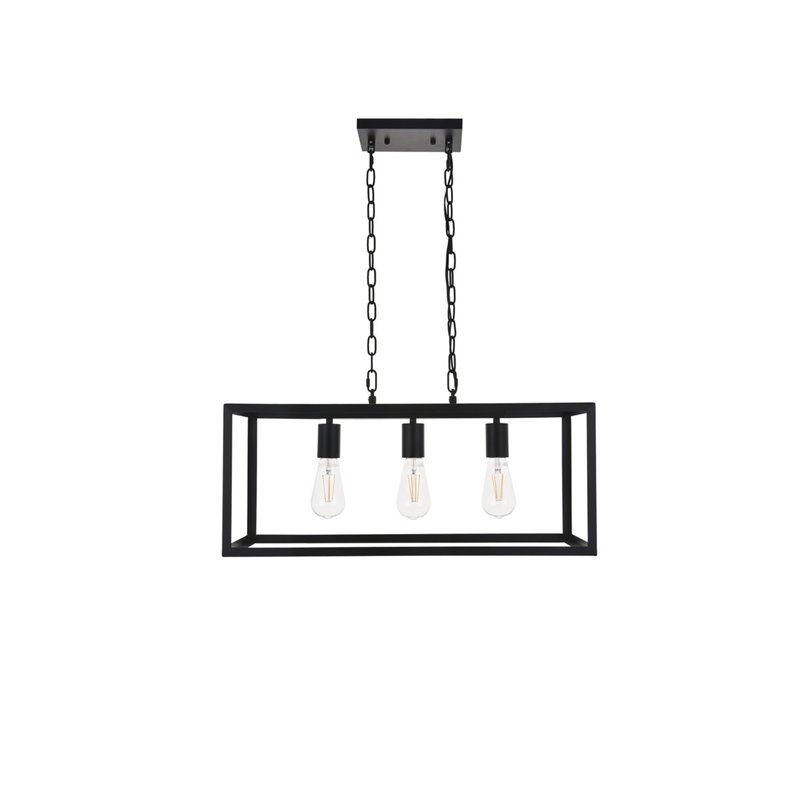 Living District Resolute 3-Light Mid-Century Metal Pendant in Black