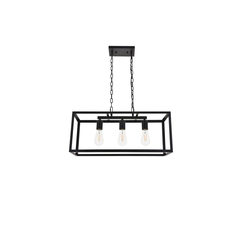 Living District Resolute 3-Light Mid-Century Metal Pendant in Black