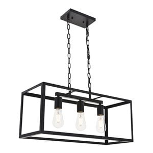 Living District Resolute 3-Light Mid-Century Metal Pendant in Black