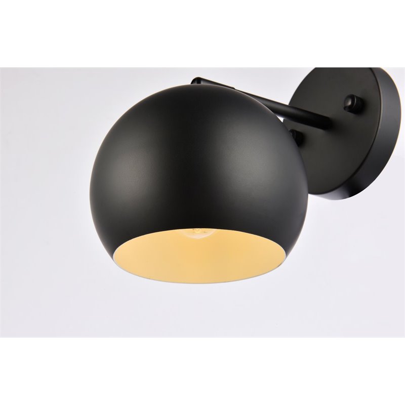 Living District Othello 1-Light Mid-Century Metal Wall Sconce in Black