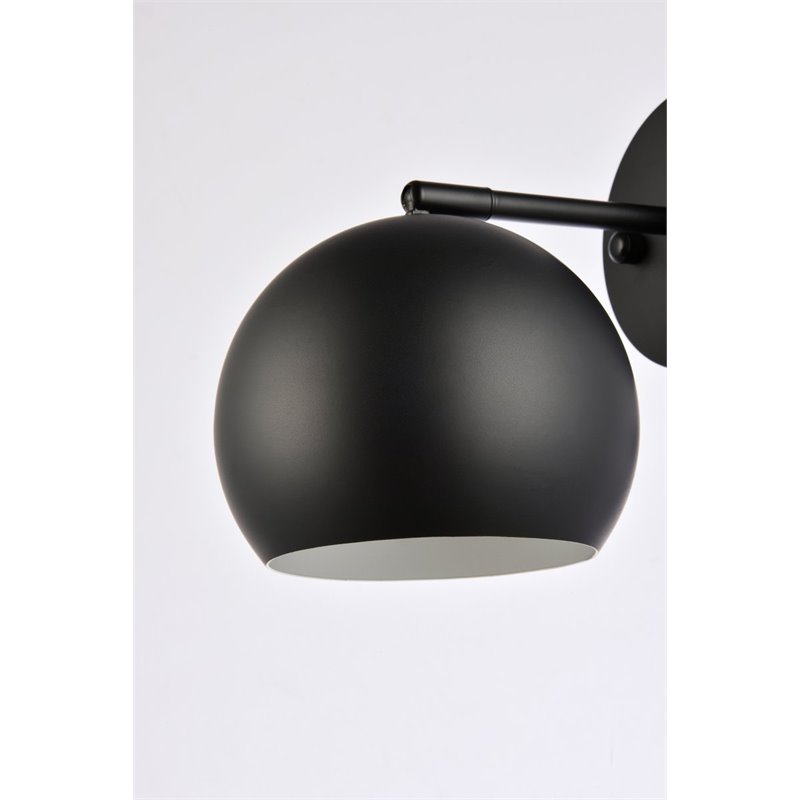 Living District Othello 1-Light Mid-Century Metal Wall Sconce in Black