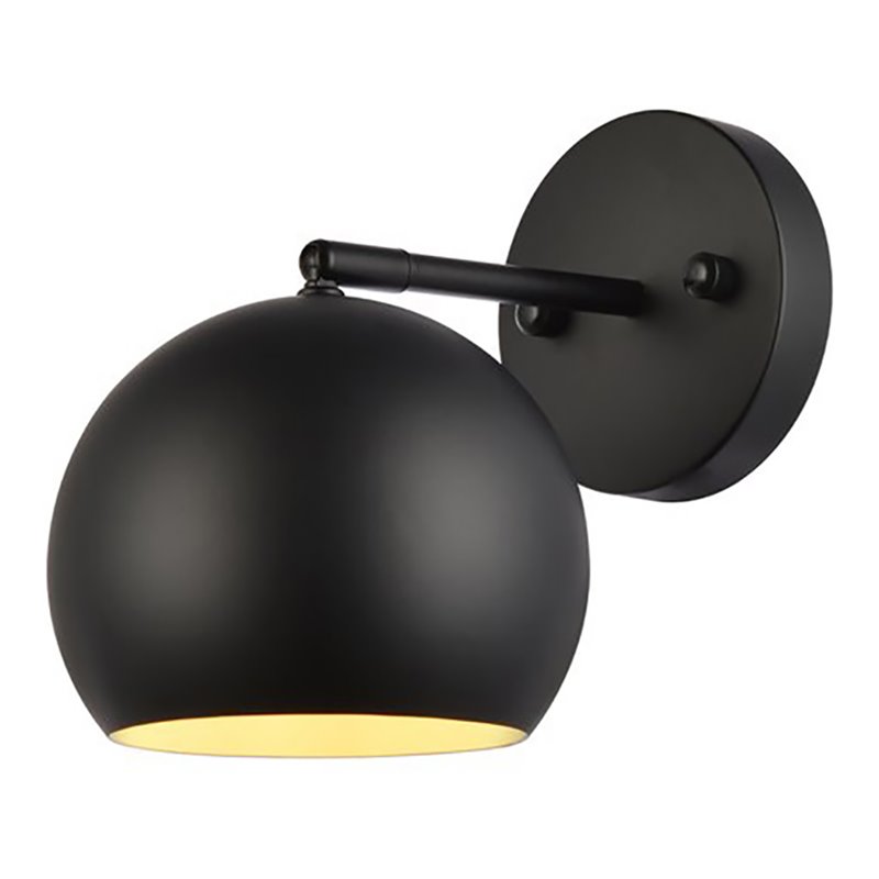Living District Othello 1-Light Mid-Century Metal Wall Sconce in Black