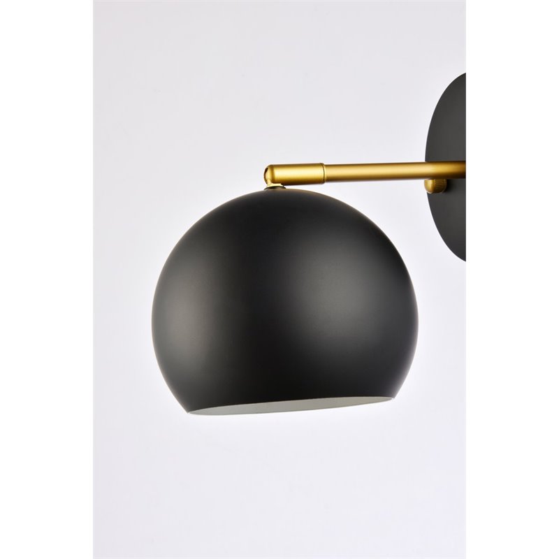 Living District Othello 1-Light Mid-Century Metal Wall Sconce in Black and Brass