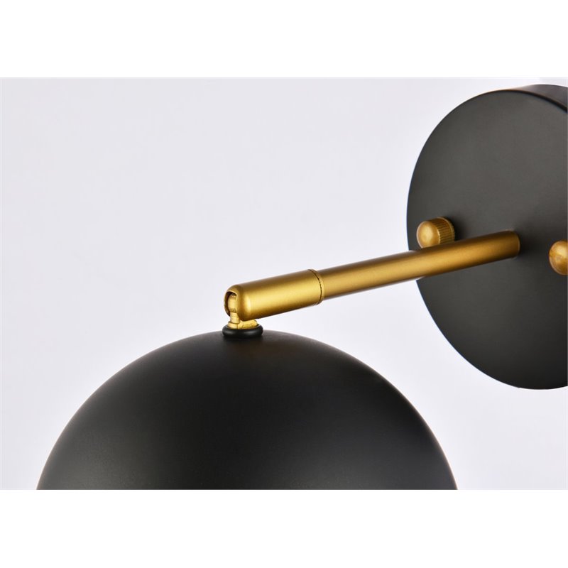 Living District Othello 1-Light Mid-Century Metal Wall Sconce in Black and Brass