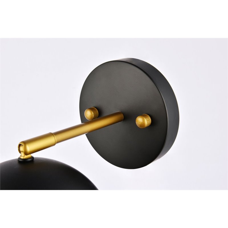 Living District Othello 1-Light Mid-Century Metal Wall Sconce in Black and Brass