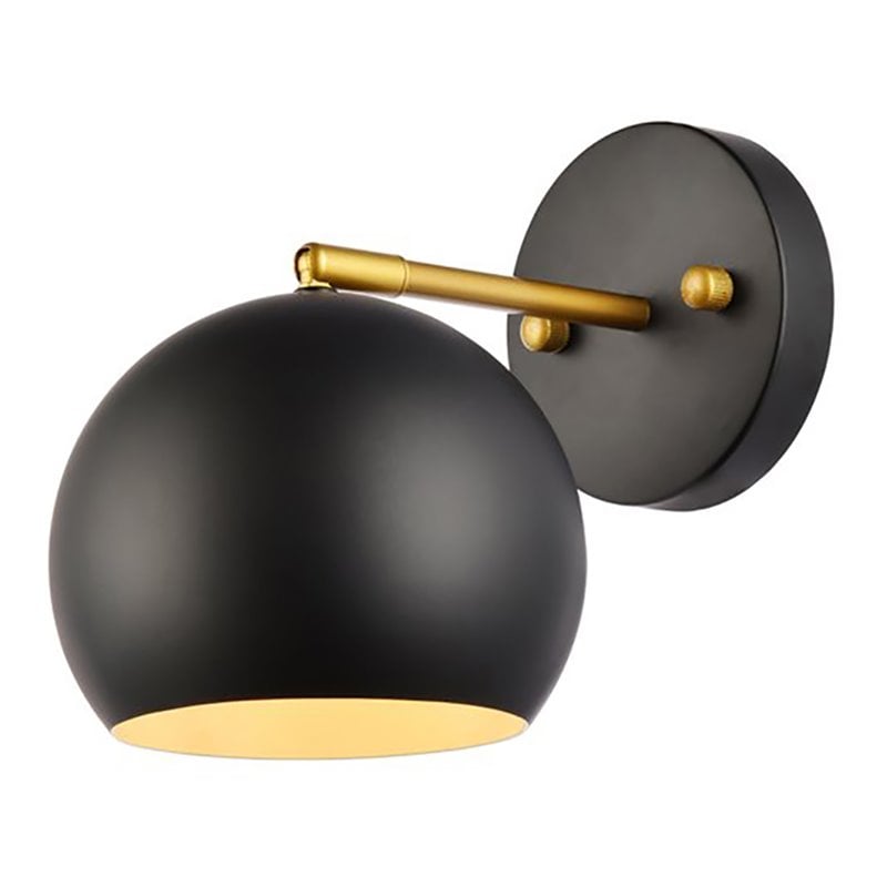 Living District Othello 1-Light Mid-Century Metal Wall Sconce in Black and Brass