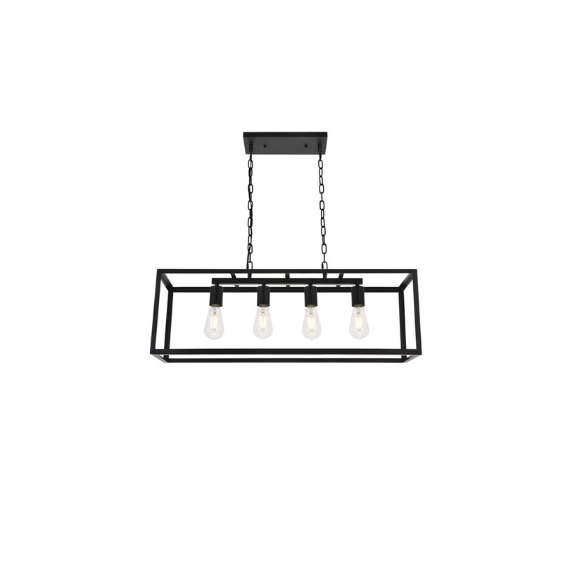 Living District Resolute 4-Light Mid-Century Metal Pendant in Black