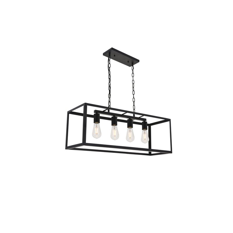 Living District Resolute 4-Light Mid-Century Metal Pendant in Black