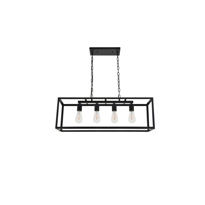 Living District Resolute 4-Light Mid-Century Metal Pendant in Black