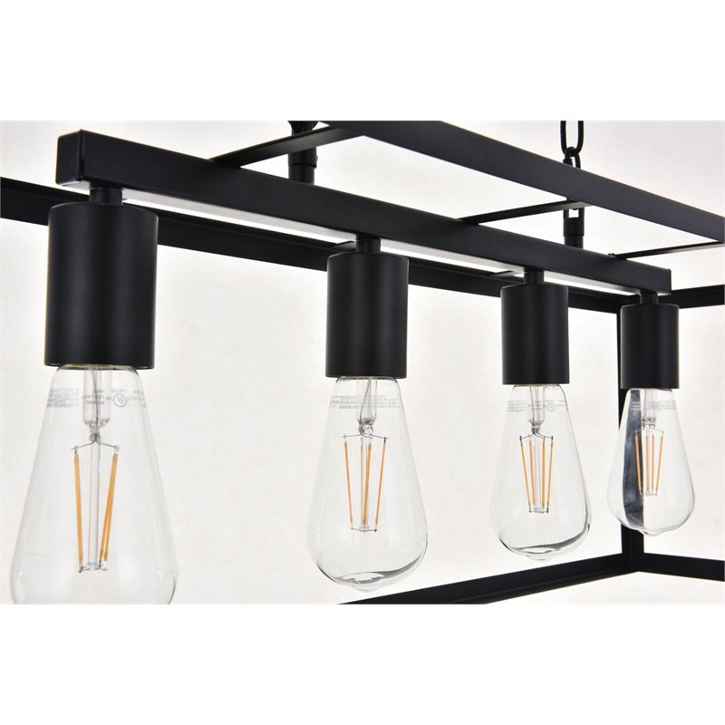 Living District Resolute 4-Light Mid-Century Metal Pendant in Black