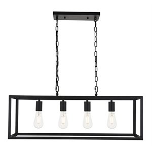 Living District Resolute 4-Light Mid-Century Metal Pendant in Black