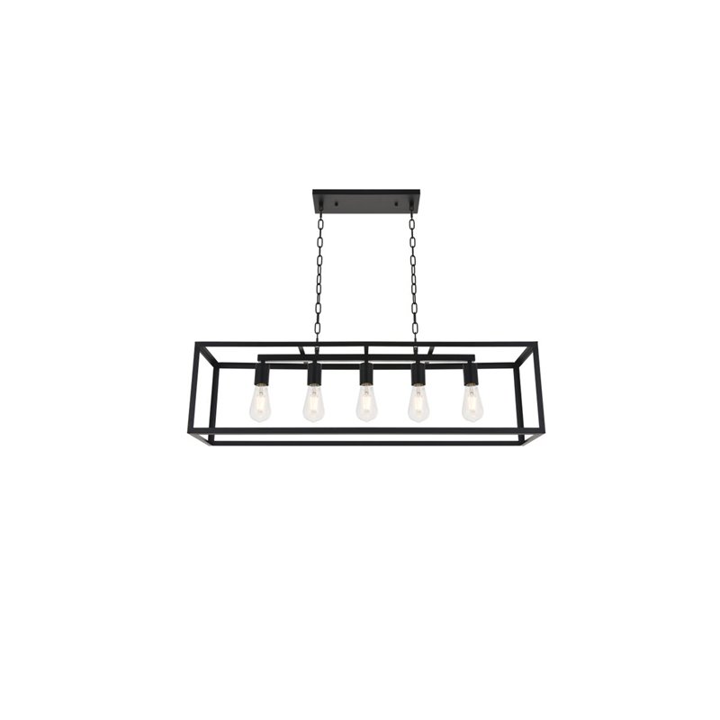 Living District Resolute 5-Light Mid-Century Metal Pendant in Black Finish