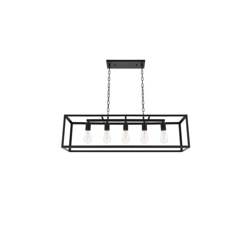 Living District Resolute 5-Light Mid-Century Metal Pendant in Black Finish