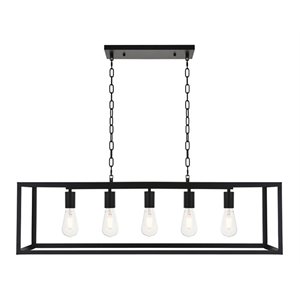 Living District Resolute 5-Light Mid-Century Metal Pendant in Black Finish