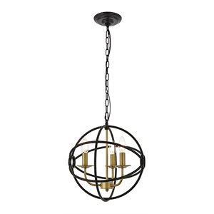 Living District Octavia 3-Light Mid-Century Metal Pendant in Brass/Dark Brown