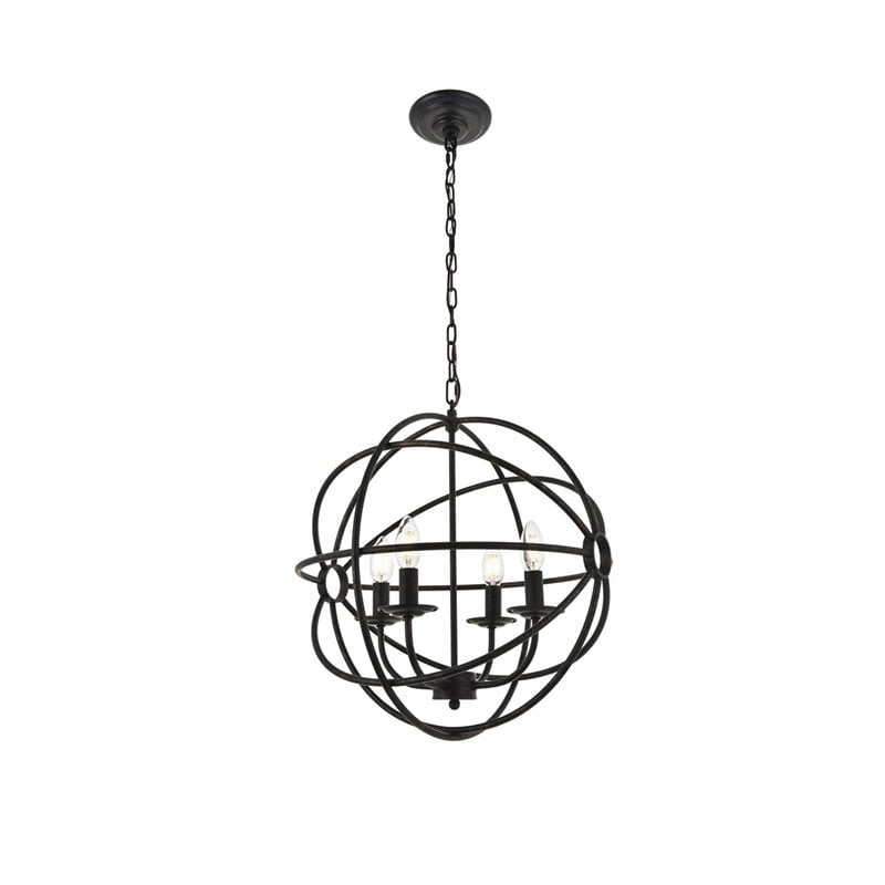 Living District Octavia 4-Light Mid-Century Metal Pendant in Dark Brown