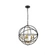 Living District Octavia 5-Light Mid-Century Metal Pendant in Brass/Dark Brown